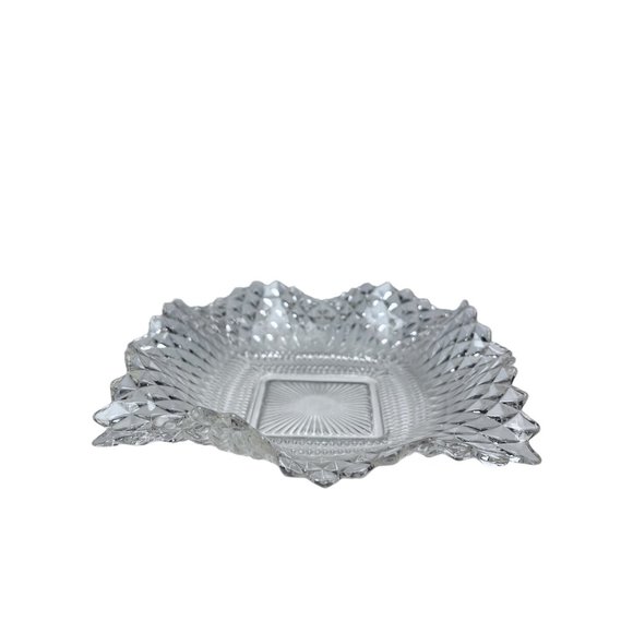 Vintage FEDERAL GLASS Traditions Clear Square Dish 6" Crystal Glass Textured - Picture 1 of 8